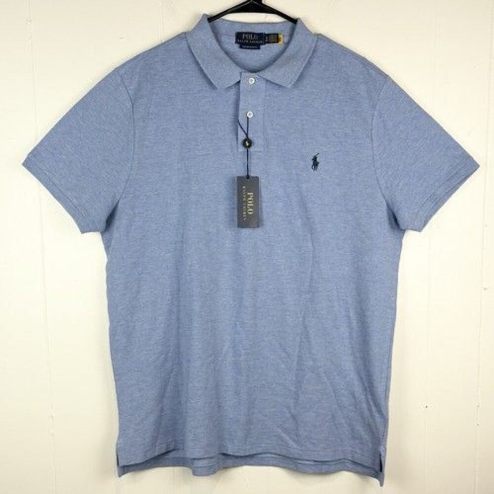 Polo Ralph Lauren Polo Shirt Custom Slim Fit Men's Blue Cotton Sz XL NEW